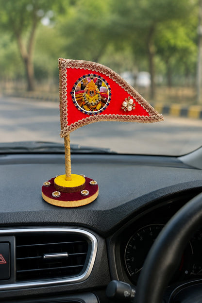 Ramdev Ji Decorative Red Nishan Flag for Car Dashboard, Home Mandir & Office Table