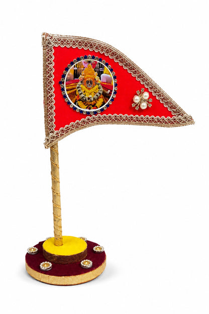 Ramdev Ji Decorative Red Nishan Flag for Car Dashboard, Home Mandir & Office Table
