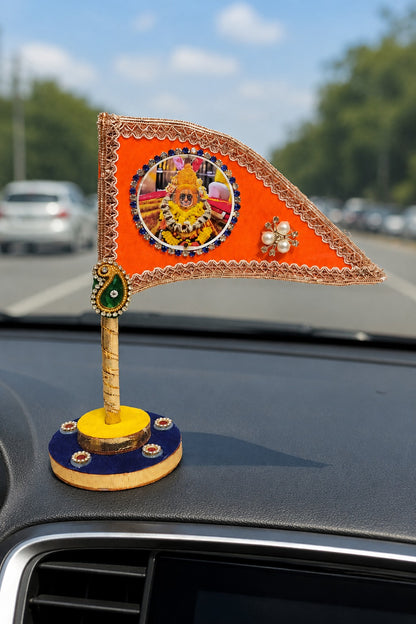 Ramdev Ji Decorative Saffron Nishan Flag for Car Dashboard, Home Mandir & Office Table