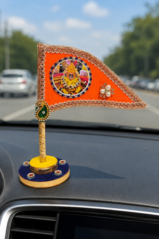 Ramdev Ji Decorative Saffron Nishan Flag for Car Dashboard, Home Mandir & Office Table