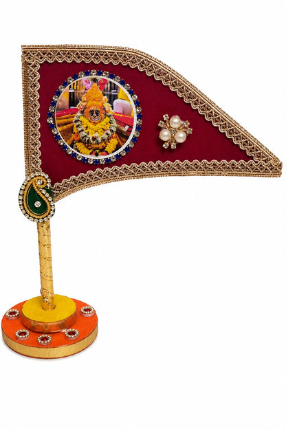 Ramdev Ji Decorative Maroon Nishan Flag for Car Dashboard, Home Mandir & Office Table