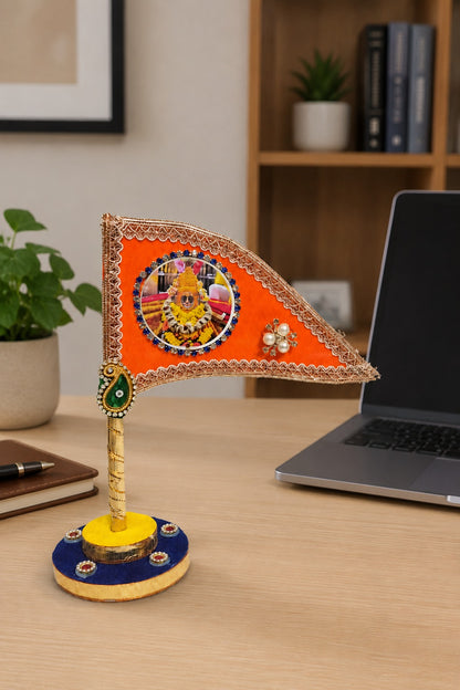 Ramdev Ji Decorative Saffron Nishan Flag for Car Dashboard, Home Mandir & Office Table