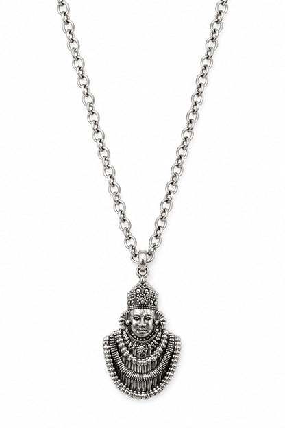 Khatu Shyam Ji Oxidised Silver coated Locket with Chain for Men & Women
