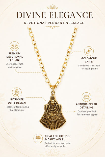 Khatu Shyam Ji Antique Gold-Tone Pendant with Chain for Men & Women