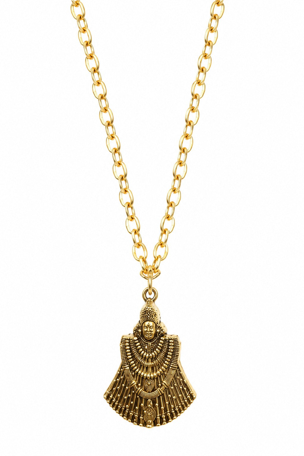 Khatu Shyam Ji Antique Gold-Tone Pendant with Chain for Men & Women