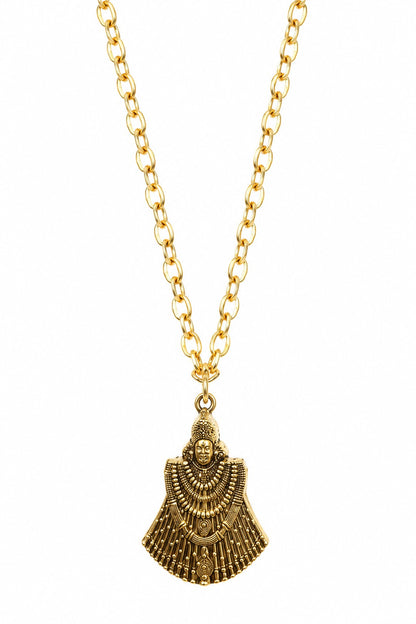 Khatu Shyam Ji Antique Gold-Tone Pendant with Chain for Men & Women