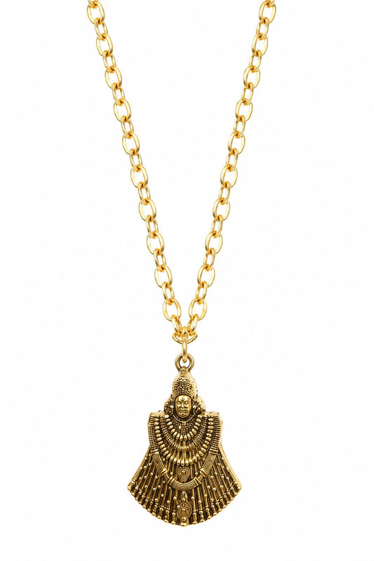 Khatu Shyam Ji Antique Gold-Tone Pendant with Chain for Men & Women