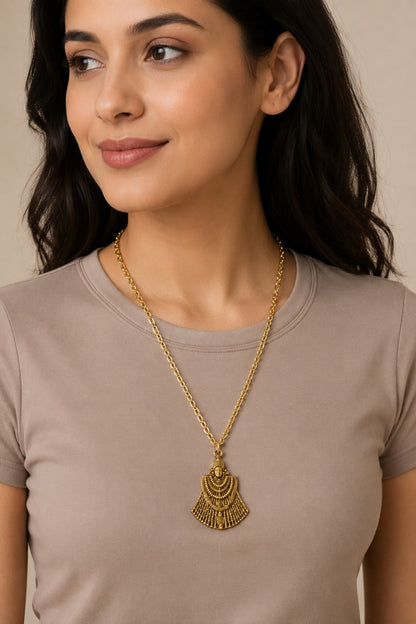Khatu Shyam Ji Antique Gold-Tone Pendant with Chain for Men & Women