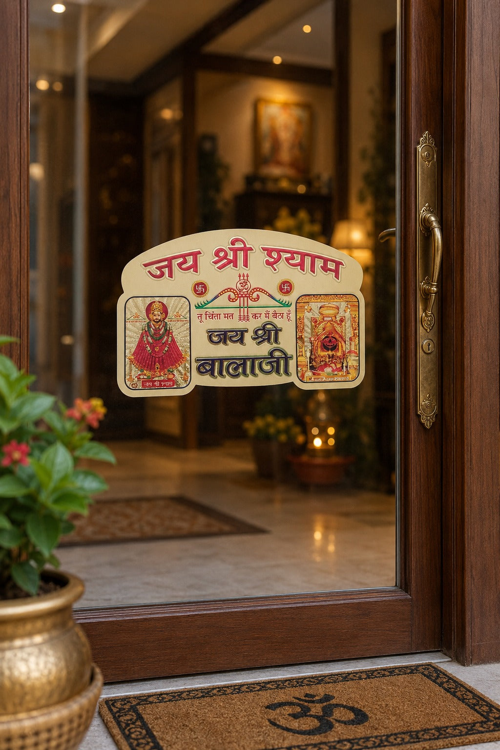 Jai Shree Shyam & Balaji Waterproof Devotional Sticker for Car, Bike, Main Door & Home Mandir | Premium Religious Adhesive Decal