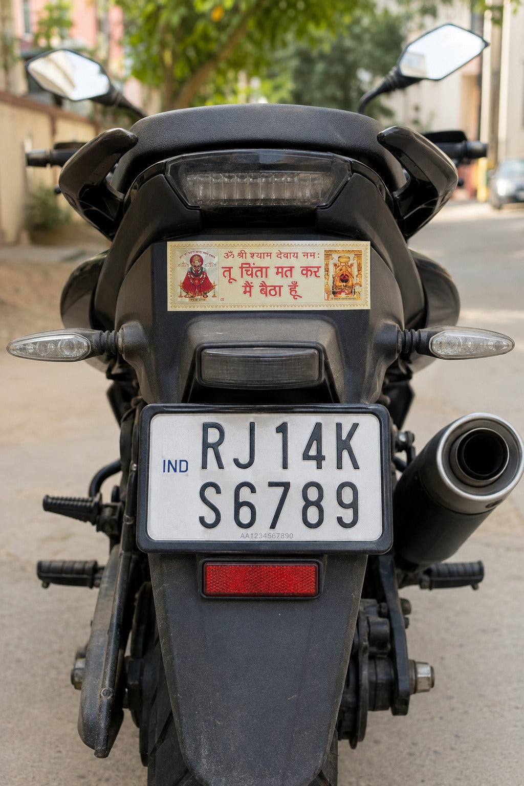 Khatu Shyam Ji & Salasar Balaji Waterproof Sticker with “Tu Chinta Mat Kar Main Baitha Hoon” | Religious Decal for Car, Bike, Door & Mandir