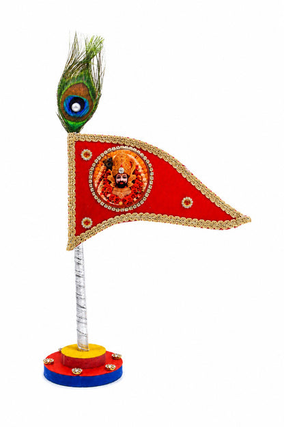 Khatu Shyam Baba Red Brooch Decorative Dhwaja