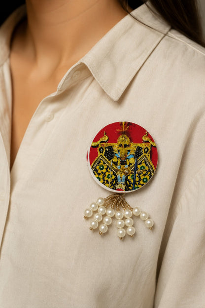 Sanwariya Seth Premium Pearl Brooch | Shyam Baba Devotional Brooch for Poshak, Pagdi & Festive Decoration