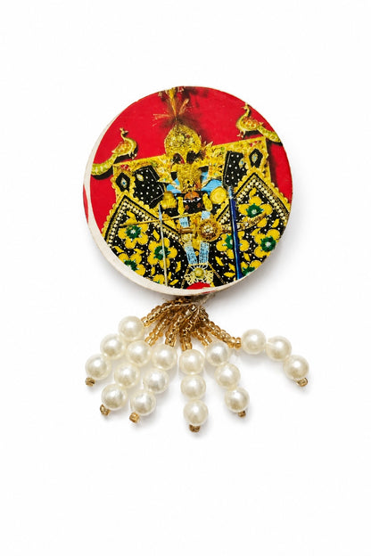 Sanwariya Seth Premium Pearl Brooch | Shyam Baba Devotional Brooch for Poshak, Pagdi & Festive Decoration