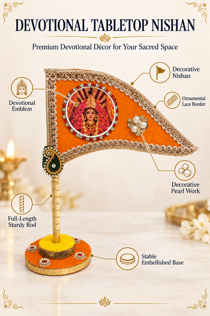 Orange devotional tabletop nishan features for home temple office car