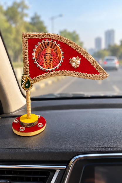 Red Durga Mata nishan for car dashboard decor