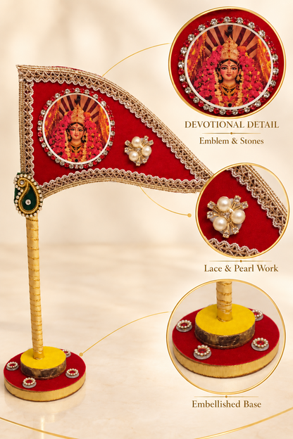 Durga Mata nishan lace pearl work and embellished base