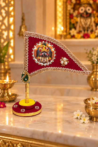 Jagannath Ji maroon decorative tabletop nishan for home temple