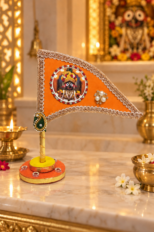 Jagannath Ji orange decorative tabletop nishan for home temple
