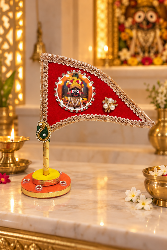Jagannath Ji red decorative tabletop nishan for home temple