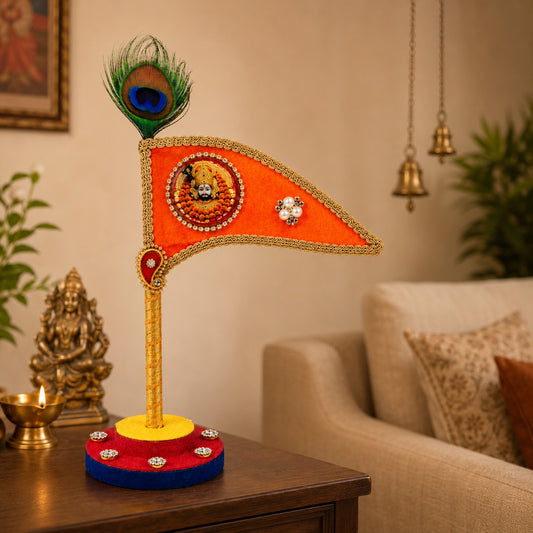 Khatu Shyam Baba Saffron Brooch Decorative Dhwaja