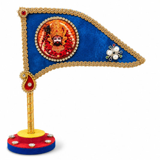 Khatu Shyam Baba Sky Blue Brooch Decorative Dhwaja