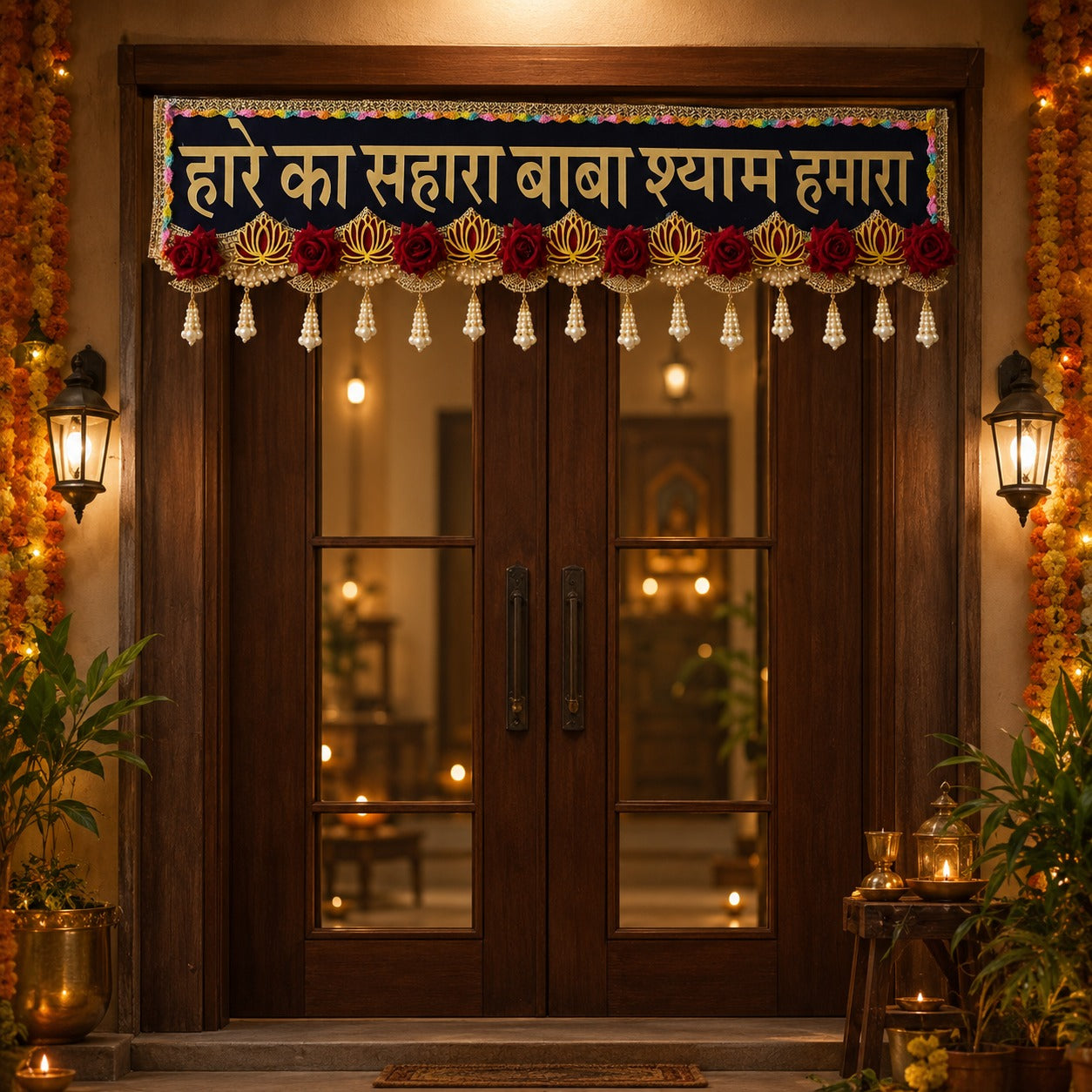Hare Ka Sahara Baba Shyam Hamara Decorative Toran – Khatu Shyam Ji Door Hanging