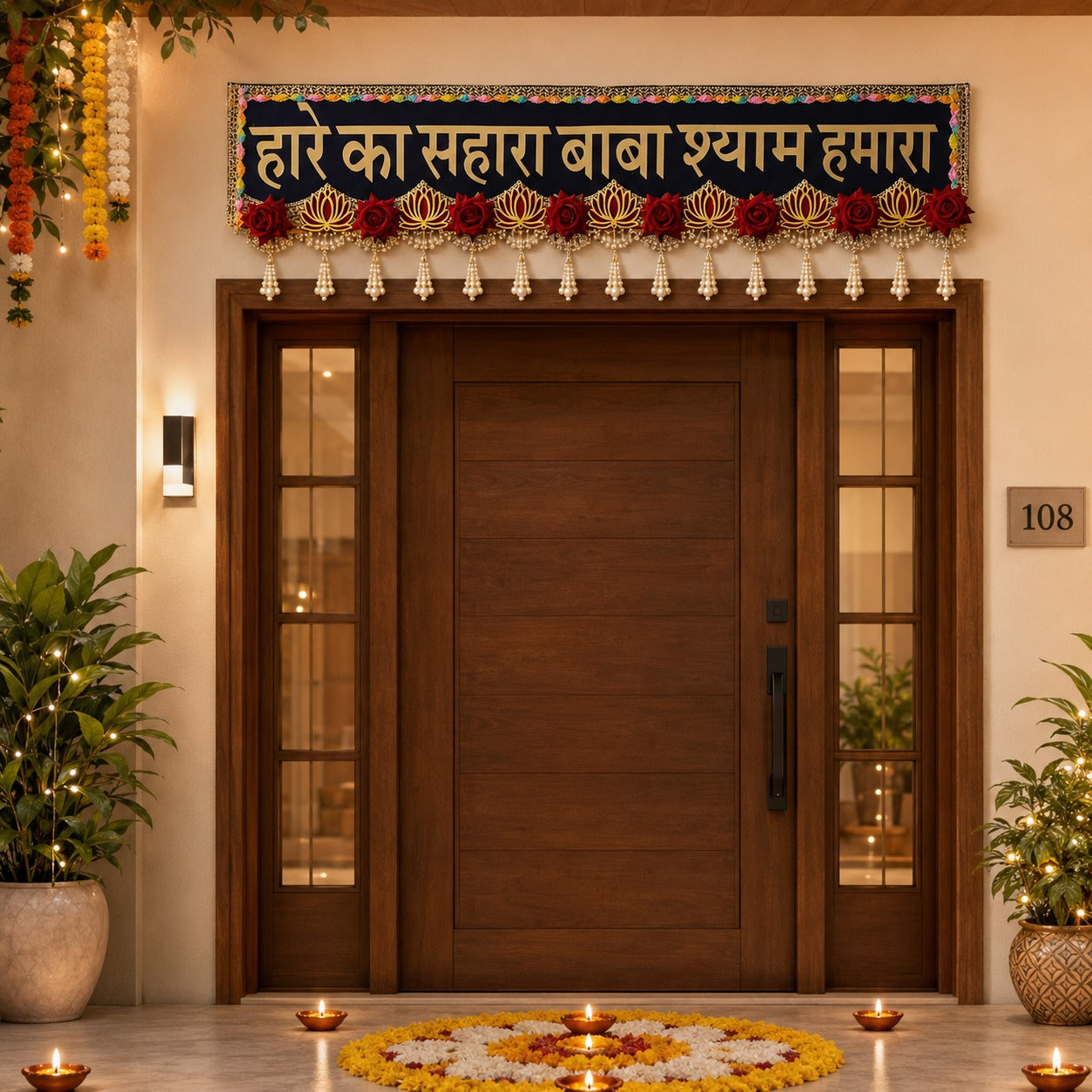 Hare Ka Sahara Baba Shyam Hamara Decorative Toran – Khatu Shyam Ji Door Hanging