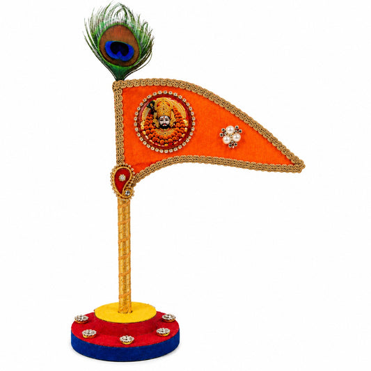 Khatu Shyam Baba Saffron Brooch Decorative Dhwaja