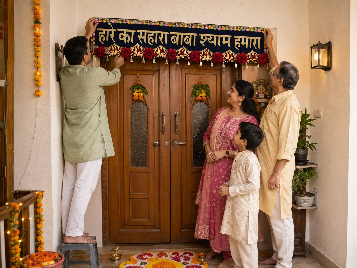 Hare Ka Sahara Baba Shyam Hamara Decorative Toran – Khatu Shyam Ji Door Hanging