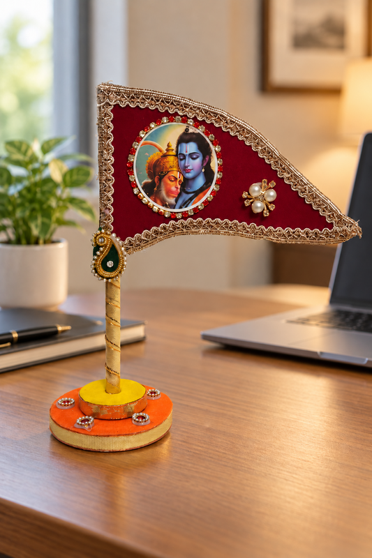 Shri Ram Hanuman maroon tabletop nishan product view