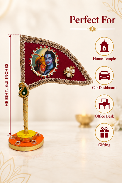 Shri Ram Hanuman maroon tabletop nishan in home temple
