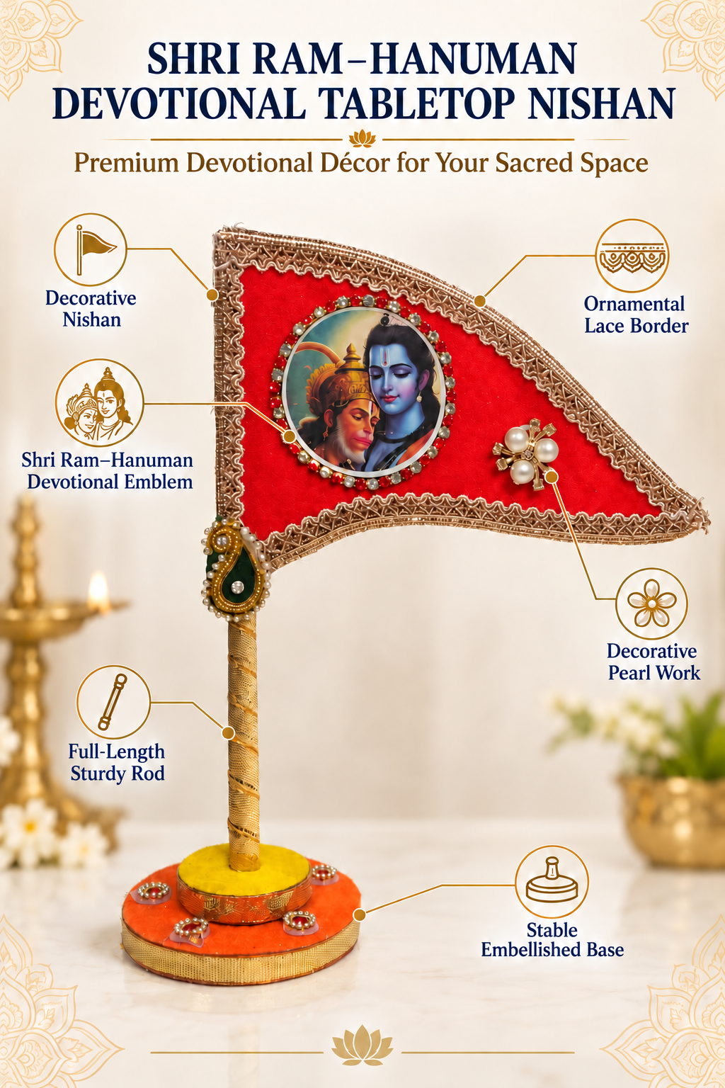 Shri Ram Hanuman red tabletop nishan product view