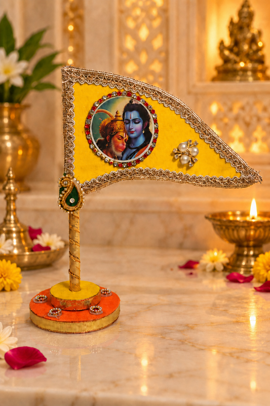 Shri Ram Hanuman yellow tabletop nishan features
