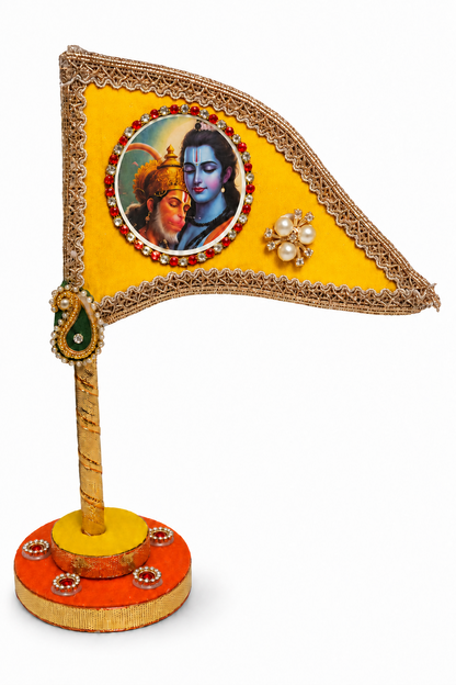 Shri Ram Hanuman yellow tabletop nishan size and multi-use details